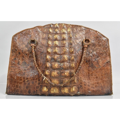 82 - A Vintage Crocodile Skin Bag, 43cms Diameter