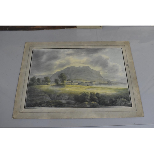 196 - A Folio of 19th Century Artwork, Mainly Watercolour Landscapes