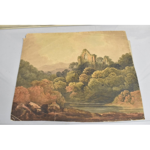 196 - A Folio of 19th Century Artwork, Mainly Watercolour Landscapes