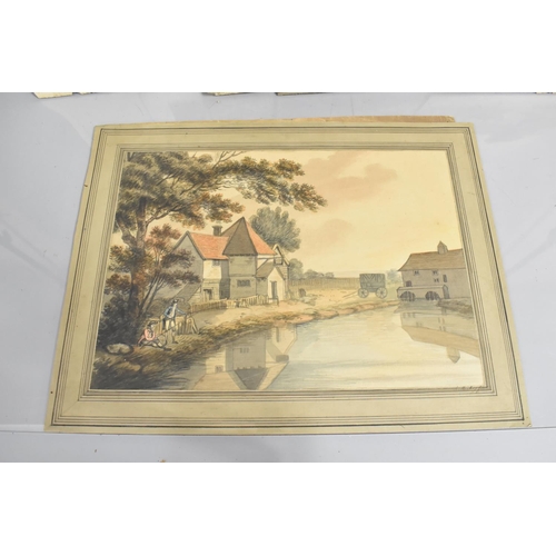 196 - A Folio of 19th Century Artwork, Mainly Watercolour Landscapes