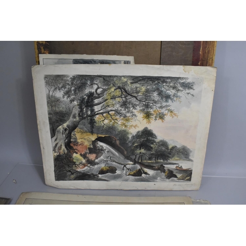 196 - A Folio of 19th Century Artwork, Mainly Watercolour Landscapes