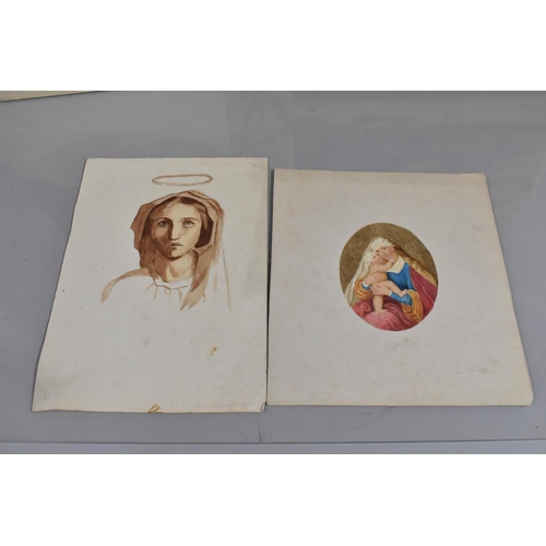 198 - A Folio of 19th Century Artwork, Mainly Watercolours and Sketches of Classical Subjects