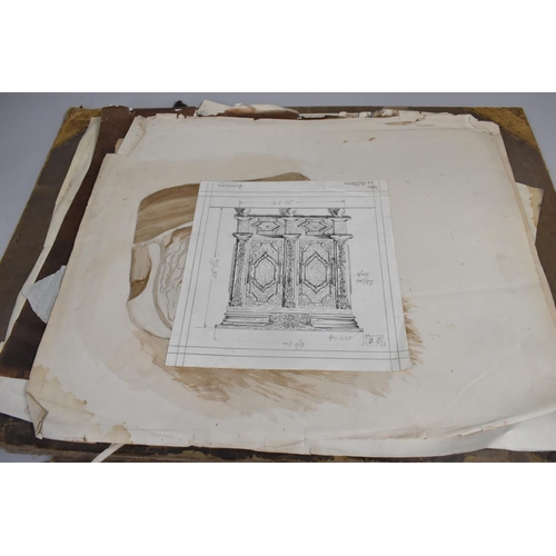 198 - A Folio of 19th Century Artwork, Mainly Watercolours and Sketches of Classical Subjects