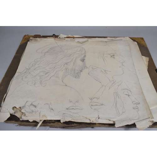 198 - A Folio of 19th Century Artwork, Mainly Watercolours and Sketches of Classical Subjects