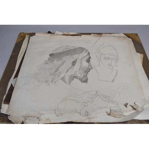 198 - A Folio of 19th Century Artwork, Mainly Watercolours and Sketches of Classical Subjects