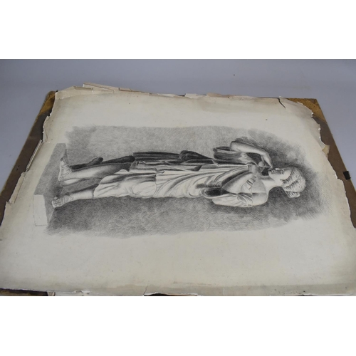 198 - A Folio of 19th Century Artwork, Mainly Watercolours and Sketches of Classical Subjects