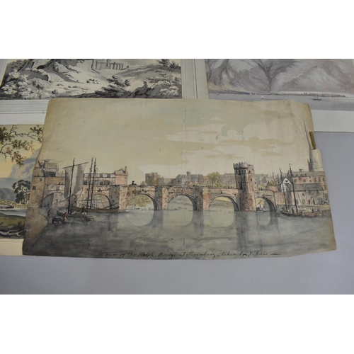 199 - A Collection of Four Unframed Watercolours, Cattaro 1851, Welsh Bridge at Shrewsbury by E.Jones, Cou... 