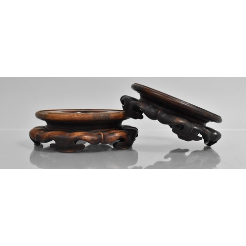 265 - A Pair of Chinese Hardwood Stands, 5cms High and 15.5cms Diameter Max. to Fir 15.5cms Vase