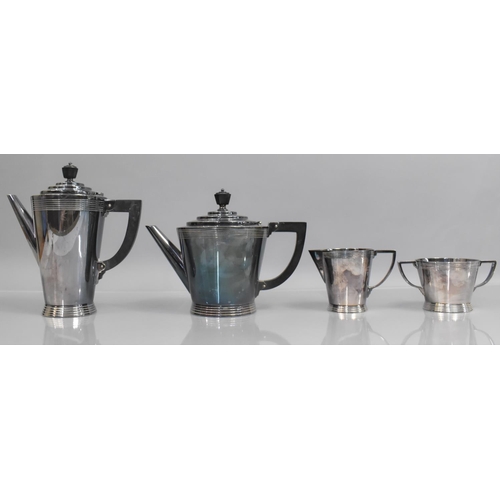 227 - Keith Murray for Mappin & Webb, Art Deco Four Piece Teaset, Stanped to Base W27681