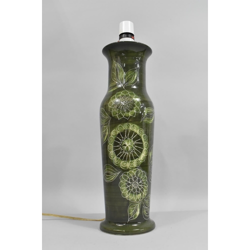 131 - A Jersey Pottery Green Glazed Table Lamp Base, 43cms Overall