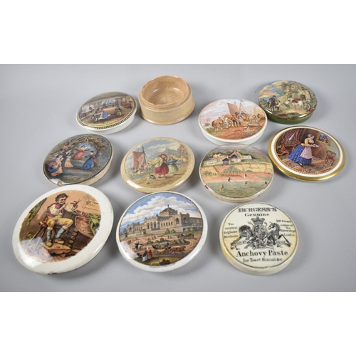 156 - A Collection of Pratt Ware Pot Lids