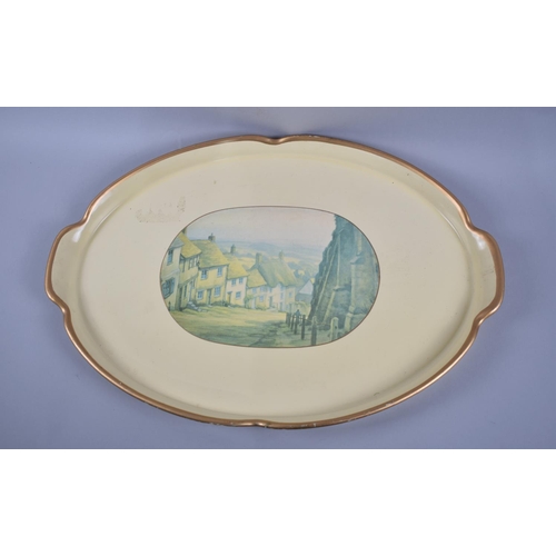 208 - A Mid 20th Century Lady Clare Decorated Oval Tray, 61cm wide