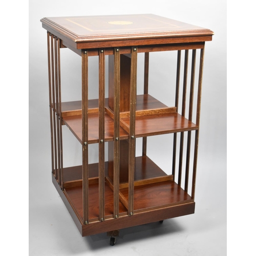 211 - An Inlaid Mahogany Revolving Bookcase, 48cm Square and 79cm high