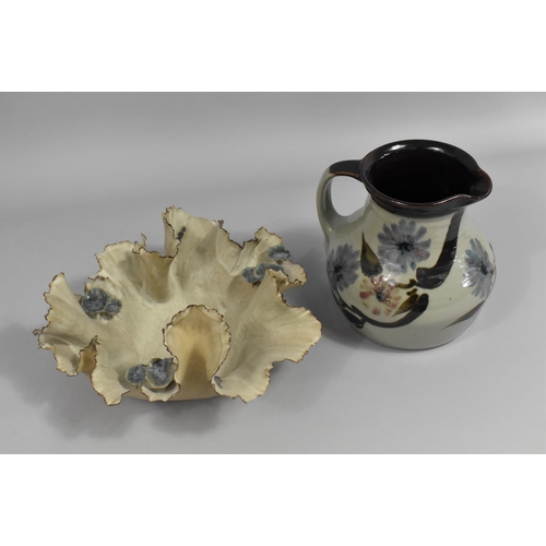 233 - An Oriental Glazed Stoneware Jug Together with a Stoneware Bowl of Lily Form