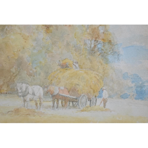 282 - A Gilt Framed Watercolor by T E Churnside, Hay Harvest, 31x22cm