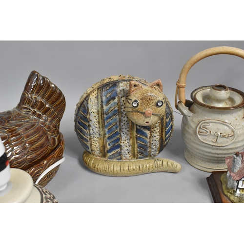 288 - A Collection of Studio Stoneware Pottery to Include Cat Ornament, Acorn Country Crafts Sue Bratby & ... 