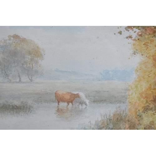 297 - A Framed Watercolour by T E Churnside, Cattle Drinking In River