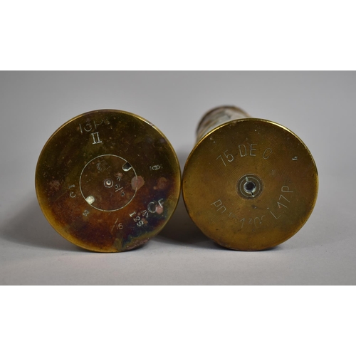 326 - Two Trench Art Brass Shell Bases, one Inscribed Jerusalem December 1917, The Other with Sunflower De... 