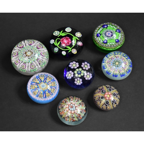 328 - A Collection of Millefiori Glass Paperweights to Include Scottish Thistle Example also One Dated 197... 