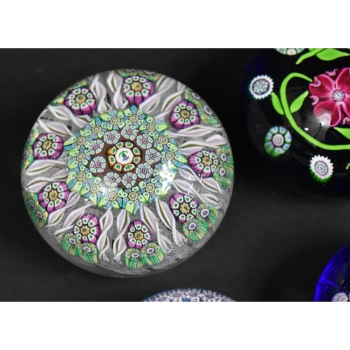 328 - A Collection of Millefiori Glass Paperweights to Include Scottish Thistle Example also One Dated 197... 