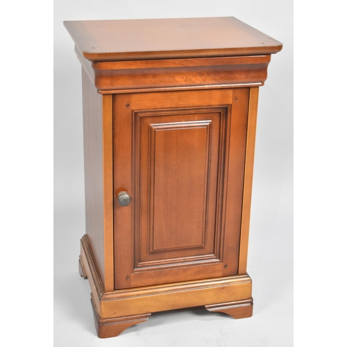 440 - A French Reproduction Mahogany Bedside Cabinet with Panelled Front Door, Bracket Feet, Inner Single ... 