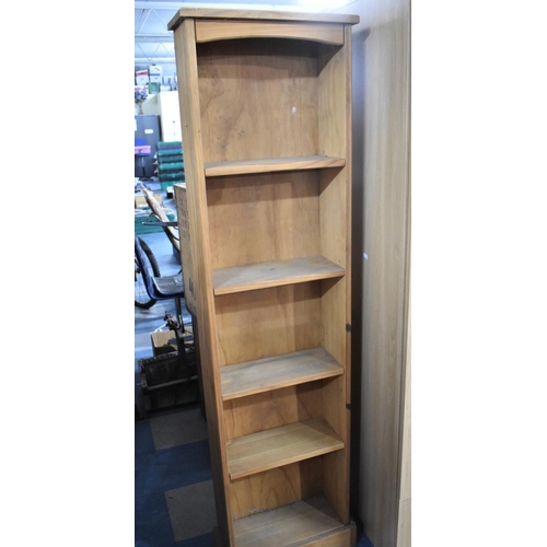 444 - A Pine Four Shelf Narrow Open Bookcase, 43x18.5x172cm high