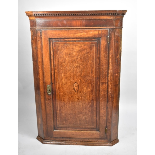 453 - A 19th Century String Inlaid Mahogany Corner Cabinet, the Panelled Door with Shell Inlay and Opening... 