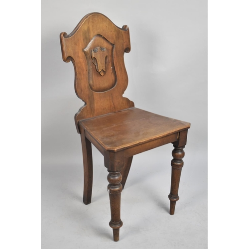 456 - A Late Victorian Shield Back Hall Chair, Front Turned Tapering Supports, For Restoration