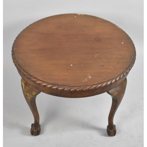 466 - A Circular Coffee Table on Cabriole Supports, Claw and Ball Feet, 56cm diameter