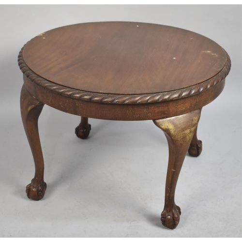 466 - A Circular Coffee Table on Cabriole Supports, Claw and Ball Feet, 56cm diameter