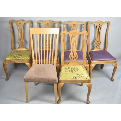 476 - A Set of Five Modern Dining Chairs with Pierced Splat Backs Together with a Side Chair