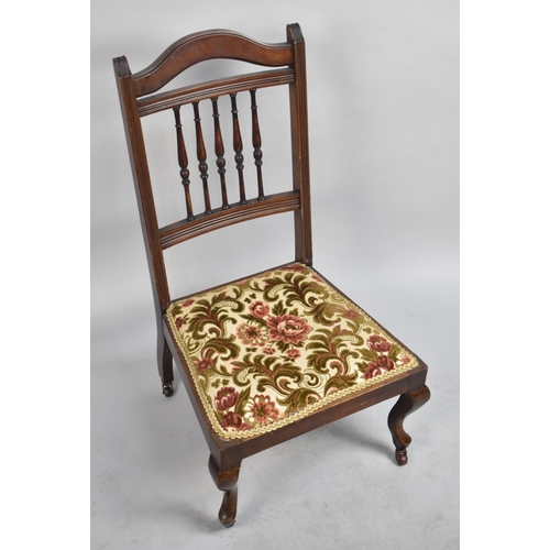 480 - An Edwardian Mahogany Framed Nursing Chair, with Tapestry Seat