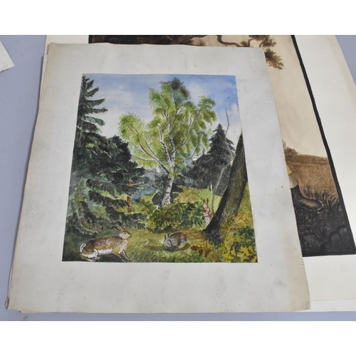 487 - A Collection of 19th Century Unframed Watercolours