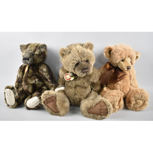 491 - Three Charlie Bears, Benson, Percival and Scribbles