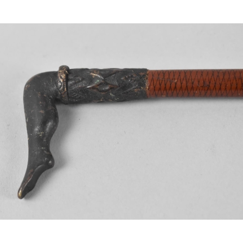 70 - A 19th Century Dandy Cane, The Handle in the Form of a Ladies Leg in Stocking, Modelled in Bronze, H... 