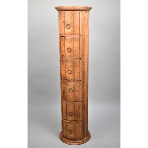 74 - A Tall far Eastern Cylindrical Chest of Six Drawers, 29cms Diameter and 114cms High