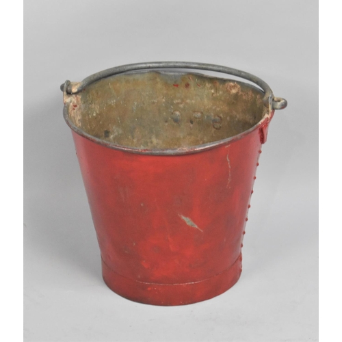 79 - A Vintage Red Painted Galvanised Iron Fire Bucket, Inscribed SFC, 31cms Diameter and 29cms High