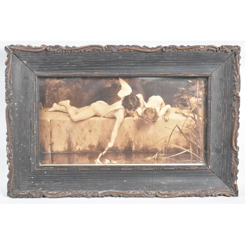 87 - A Framed Monochrome Print, The Rescue after Munier, 28 by 15cms