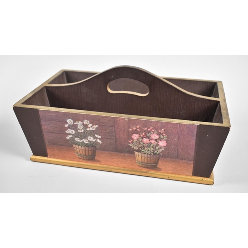 88 - A Modern two Division Cutlery tray with Floral Decoration, 30xms Wide