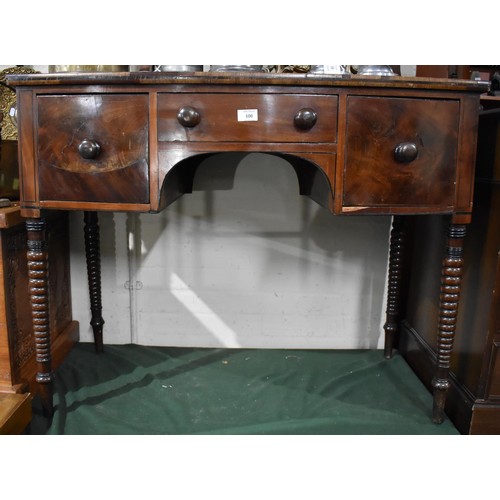 100 - A Late 19th century Bow Fronted Side Table with Centre Drawer Flanked by Deeper Drawers Either Side,... 