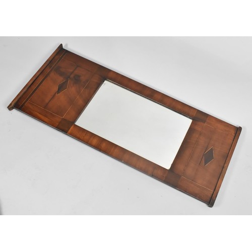 221 - A Nice Quality Inlaid Mahogany Wall Mirror in the Beidermeier Style, 91x40cms