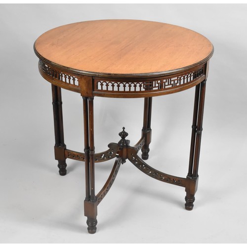 101 - An Edwardian Circular Mahogany Occasional Table with Pierced Border and Stretchers, Triple Circular ... 