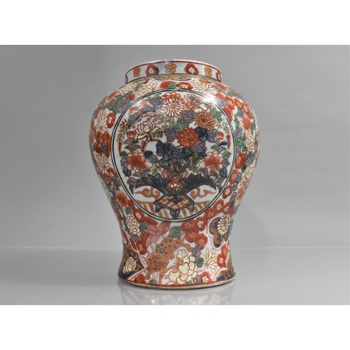 370 - A Chinese Vase of Baluster Form Decorated in the Imari Palette with Central Vase of Flowers on Flora... 