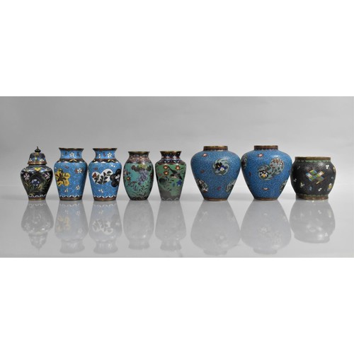 372 - A Collection of Eight Pieces of Oriental Cloisonne to Comprise Vases Etc