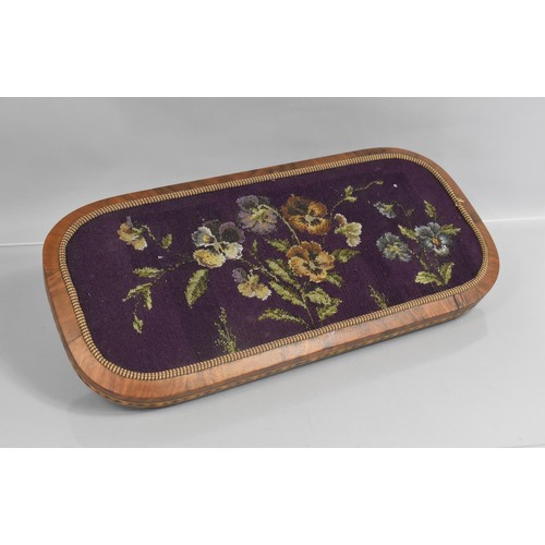 96 - A Victorian Inlaid Walnut Stand with Beadwork Panel, 58x27cms