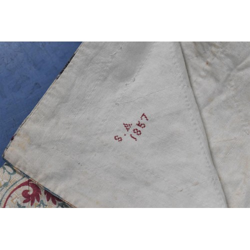 195 - A Mid Victorian Patchwork Throw or Bed Cover, 247 X 231 cms, Monogrammed SA 1857