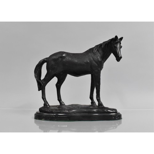 184 - A Patinated Bronze Study of Mare on Marble Plinth, 25cms Long