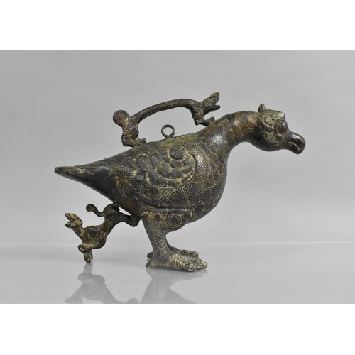 188 - A Chinese Bronze Censer in the Form of a Bird, 32cms Long