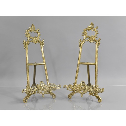 236 - A Pair of Brass Picture Easels, 41cms High