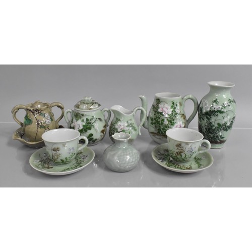 386 - A Collection of Celadon Glazed Ceramics to Comprise Case, Part Tea Set Etc, Together with a Chinese ... 